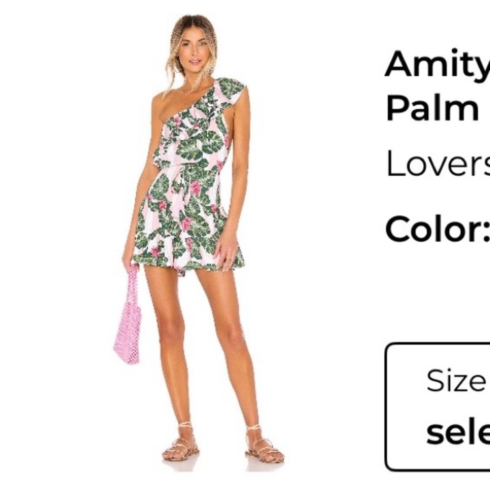 Lovers + Friends Tropical Pink and Green one Shoulder Backless Dress